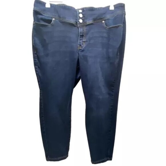 Lane Bryant Womens 26P Denim Pants High Rise Straight Leg Dark Wash Jeans EUC - Picture 1 of 13